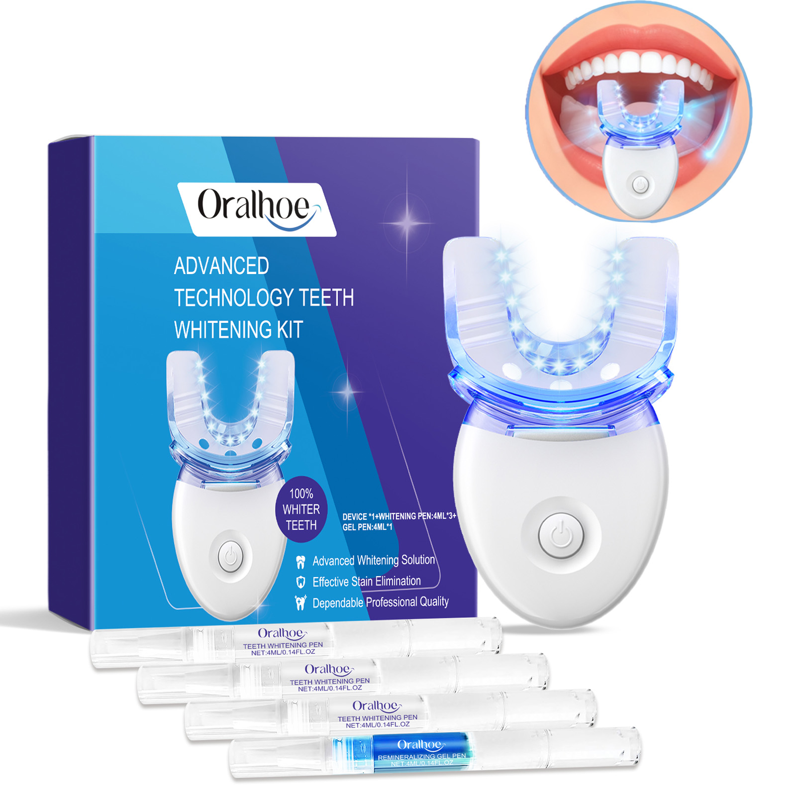 Teeth Whitening Kit With Light - Kit profissional de luz led para