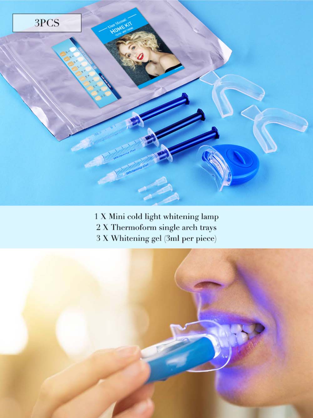 Kit de gel para clareamento de - Teeth Whitening Kit With Light avaliação e preço